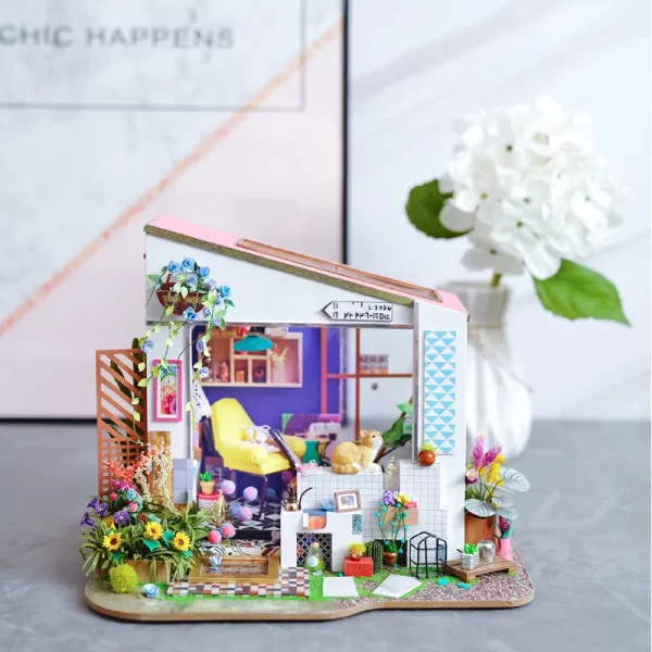 Shtëpi kukullash në miniaturë Rolife Lily's Porch DIY me mace 1:20