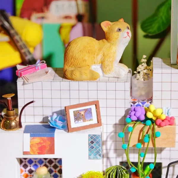 Shtëpi kukullash në miniaturë Rolife Lily's Porch DIY me mace 1:20