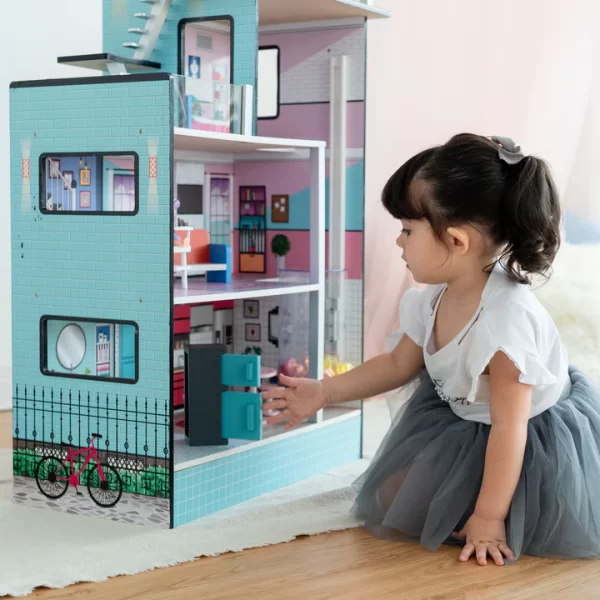 Shtëpi kukullash prej druri Olivia's Little World Barcelona me 4 kate dhe 10 aksesorë kukullash