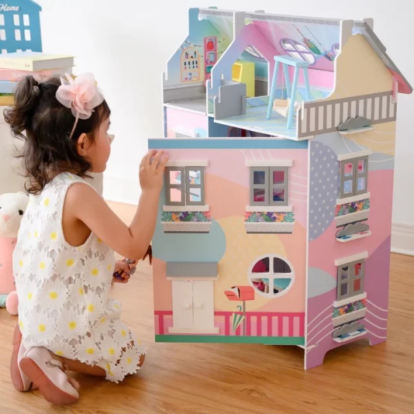 Shtëpi kukullash prej druri Olivia's Little World Sunroom me 3 kate dhe 11 aksesorë
