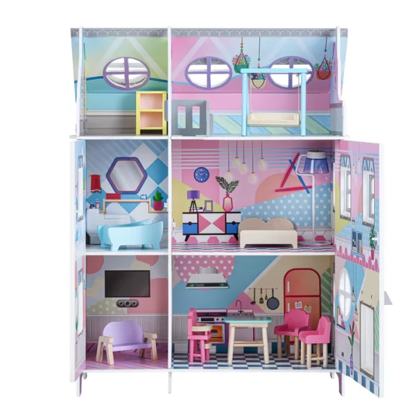 Shtëpi kukullash prej druri Olivia's Little World Sunroom me 3 kate dhe 11 aksesorë