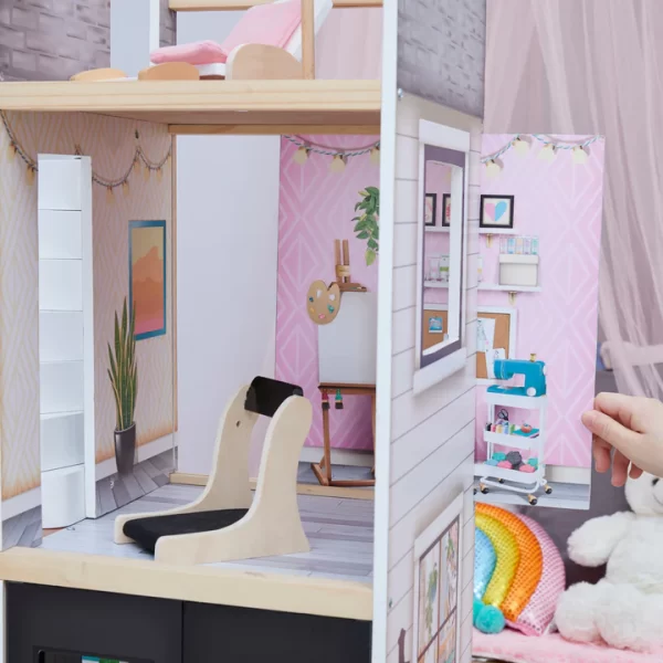 Shtëpi kukullash prej druri Olivia's Little World Kids me 3 kate dhe 18 aksesorë