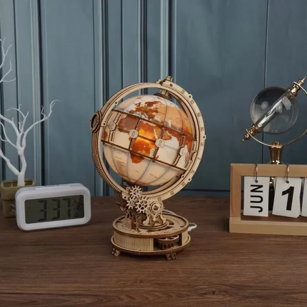 Globi i ndritshëm puzzle 3D druri
